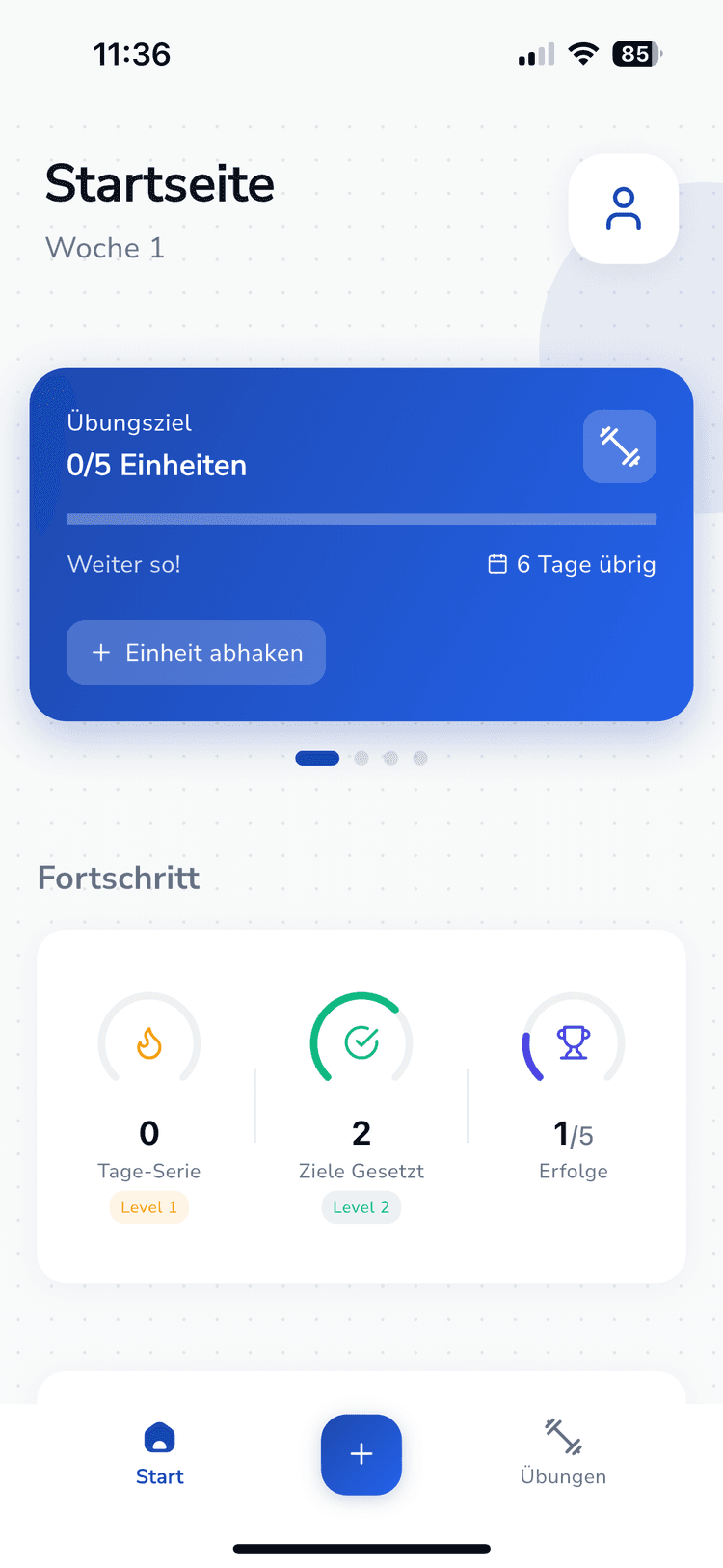 RehaBuddy App Startseite