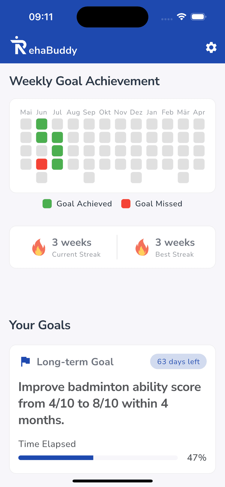 RehaBuddy App Homepage